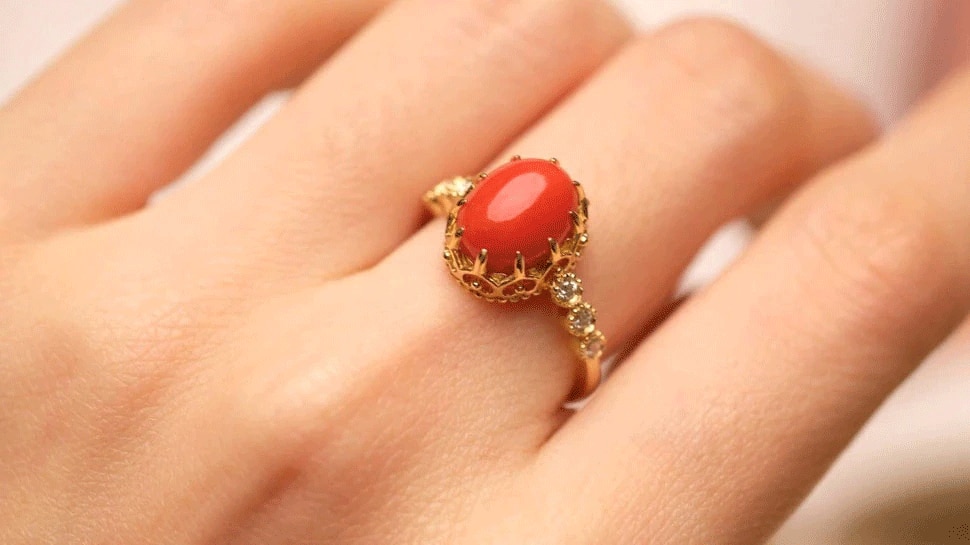 Divya Shakti Ruby / Manikya Gemstone 22k Pure Gold Ring Natural AAA Quality  - Divya Shakti Online