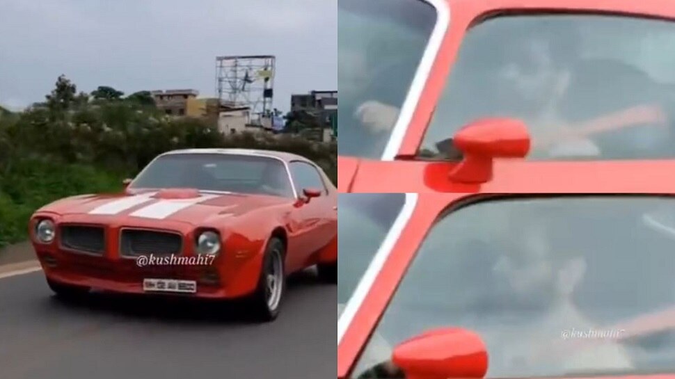 Viral Video MS Dhoni spotted driving vintage car on Ranchi streets MS