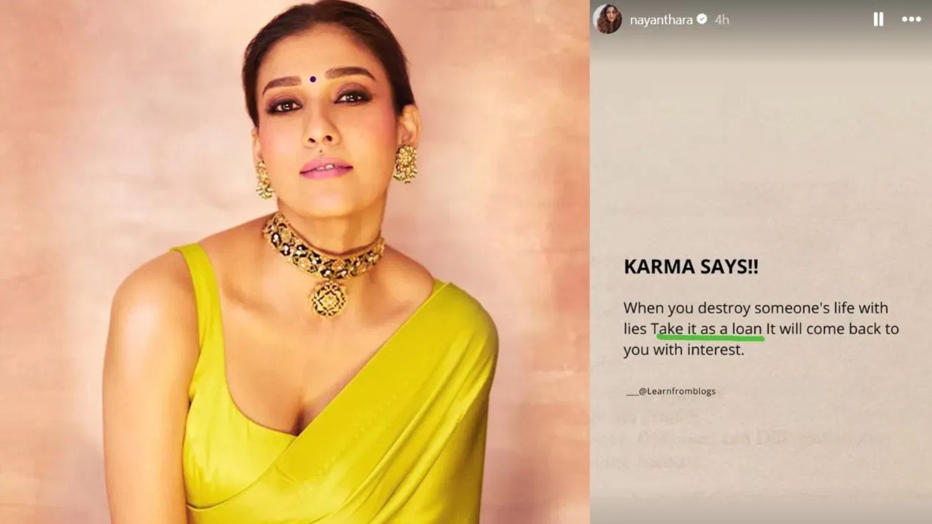 "ಮಾಡಿದ ಕರ್ಮ ಫಲ ಬಡ್ಡಿ ಸಮೇತ ವಾಪಸ್‌ ಬರುತ್ತೆ" ಧನುಷ್​ಗೆ ಟಾಂಗ್ ಕೊಟ್ರಾ ನಯನತಾರಾ?