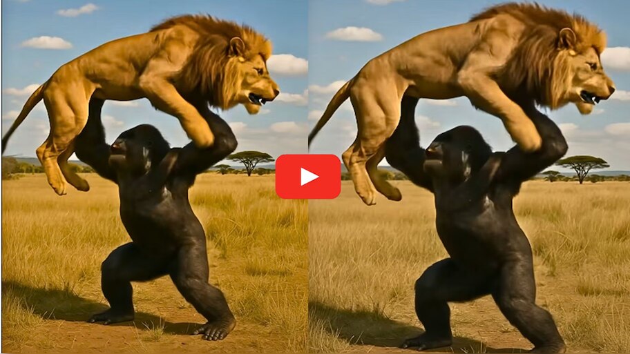 Gorilla Viral Video: ಕಾಡಿನ ರಾಜ ಸಿಂಹವನ್ನ ಎತ್ತಿ ಎಸೆದ ಗೊರಿಲ್ಲಾ, ಇಲ್ಲಿದೆ ನೋಡಿ ವಿಡಿಯೋ