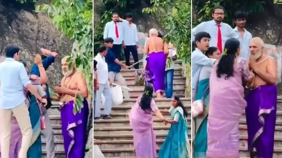 ಸಾರ್ವಜನಿಕವಾಗಿಯೇ ಯುವತಿಯೊಂದಿಗೆ ಅರ್ಚಕನ ಅಸಭ್ಯ ವರ್ತನೆ.. ಸ್ಥಳೀಯರಿಂದಲೇ ಬಿತ್ತು ಧರ್ಮದೇಟು! ಸಾರ್ವಜನಿಕವಾಗಿಯೇ ಯುವತಿಯೊಂದಿಗೆ ಅರ್ಚಕನ ಅಸಭ್ಯ ವರ್ತನೆ.. ಸ್ಥಳೀಯರಿಂದಲೇ ಬಿತ್ತು ಧರ್ಮದೇಟು!