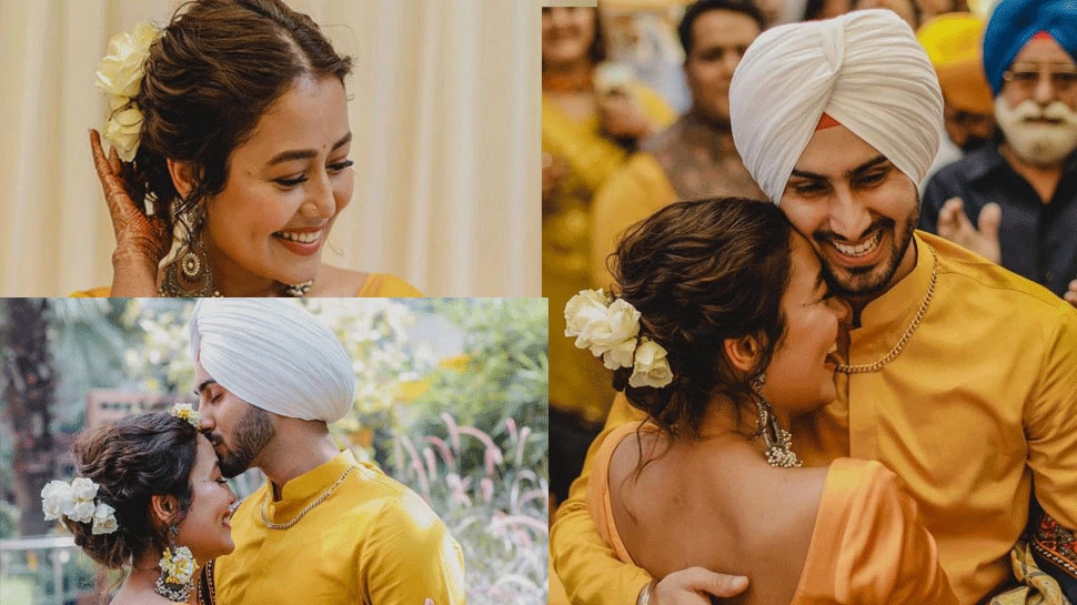 Neha Kakkar And Rohanpreets Haldi Ceremonies Beautiful Photos ಅರಿಶಿನ ಶಾಸ್ತ್ರದಲ್ಲಿ ರೋಮ್ಯಾಂಟಿಕ್ 