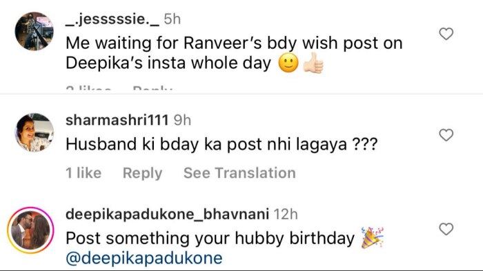 Deepika Padukone did not wish Ranveer Singh on his birthday