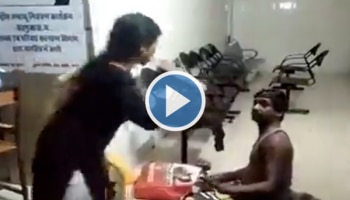 Viral Video: ಫ್ಯಾನ್ ಆಫ್ ಮಾಡಿದ್ದನ್ನು ಪ್ರಶ್ನಿಸಿದ ವ್ಯಕ್ತಿಗೆ ಚಪ್ಪಲಿಯಿಂದ ಪಟ ಪಟ ಅಂತಾ ಏಟು ಕೊಟ್ಟ ಮಹಿಳೆ!!