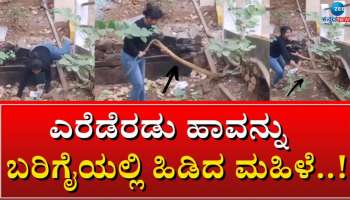 Viral Video:  ಎರೆಡೆರಡು ಹಾವನ್ನು ಬರಿಗೈಯಲ್ಲಿ ಹಿಡಿದ ಮಹಿಳೆ, ವಿಡಿಯೋ ವೈರಲ್ 