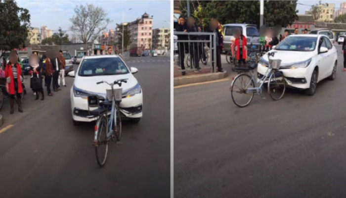 Viral: ಸೈಕಲ್-ಕಾರು ಡಿಕ್ಕಿ; ಆದ್ರೆ ಡ್ಯಾಮೇಜ್ ಆಗಿದ್ದು ಕಾರು! Viral: ಸೈಕಲ್-ಕಾರು ಡಿಕ್ಕಿ; ಆದ್ರೆ ಡ್ಯಾಮೇಜ್ ಆಗಿದ್ದು ಕಾರು!