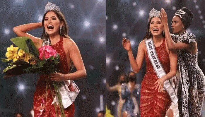 Miss Universe 2020ರ ಕಿರೀಟ ಮುಡಿಗೇರಿಸಿಕೊಂಡ ಮೆಕ್ಸಿಕೊದ ಆಂಡ್ರಿಯಾ ಮೆಜಾ , ಟಾಪ್ -5 ರಲ್ಲಿ ಸ್ಥಾನ ಪಡೆದ Adeline Castelino title=
