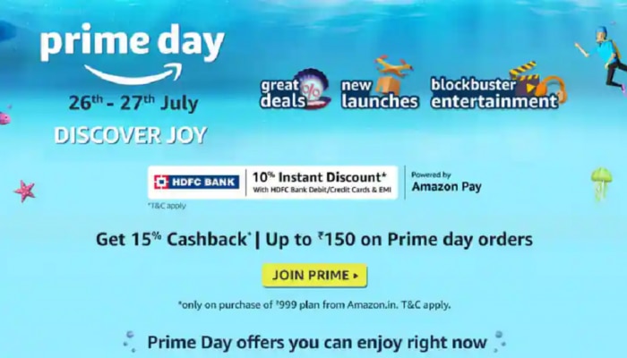 Amazon Prime Day Sale : ಭಾರೀ ಡಿಸ್ಕೌಂಟ್, ಕ್ಯಾಶ್ ಬ್ಯಾಕ್ ಜೊತೆ ಸಿಗಲಿದೆ ಬಹಳಷ್ಟು ಪ್ರಯೋಜನ
