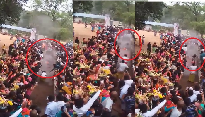 Viral Video ನೋಡಿ: ಕೊಂಡ ಹಾಯುವಾಗ ಕೊಂಡಕ್ಕೆ ಬಿದ್ದ ಅರ್ಚಕ