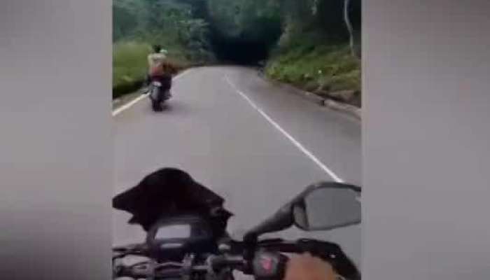 Shocking Video: Huge Rock falling from hill hits a Biker Viral On Social Media