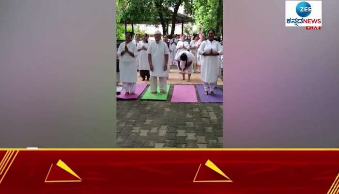 Yoga day celebration by narasimha swamy nagekuta and nisarga sthree shakti 