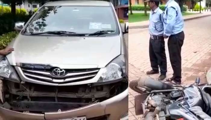 Basavaraj Horatti car accident : ಬಸವರಾಜ​ ಹೊರಟ್ಟಿ ಕಾರು ಅಪಘಾತ : ಗಾಯಗೊಂಡ ಬೈಕ್ ಸವಾರ title=