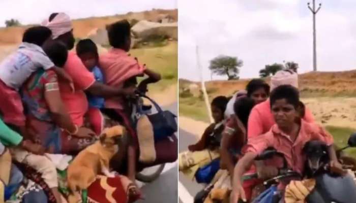 Viral Video : 6 ಜನ, 2 ಶ್ವಾನ, 2 ಕೋಳಿ ಬೈಕ್‌ ಮಾತ್ರ ಒಂದೇ! ಈ ಸವಾರಿ ಕಂಡು ಹೌಹಾರಿದ ನೆಟ್ಟಿಗರು  title=