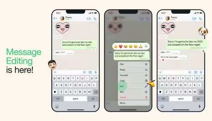 WhatsApp 'Edit' ವೈಶಿಷ್ಟ್ಯ ಇಲ್ಲಿದೆ; ಈ ಹಂತ-ಹಂತವಾಗಿ ನಿಮ್ಮ ಮೆಸೇಜ್ ಗಳನ್ನು ಸರಿಪಡಿಸುವುದು  ಹೇಗೆ  ಎಂಬುದನ್ನು ಪರಿಶೀಲಿಸಿ title=