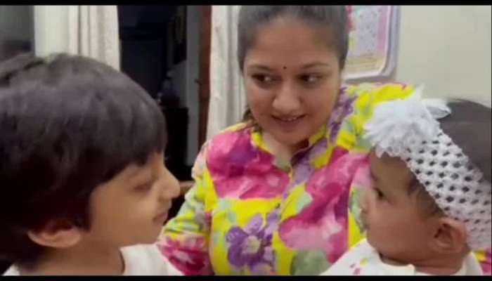 Meghana Raj Son Raayan Cute video with Dhruva Sarja Daughter 