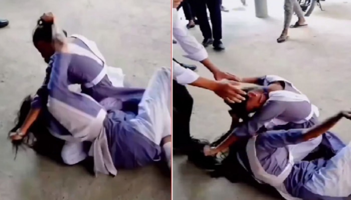 Viral Video: ರಸ್ತೆಯಲ್ಲೇ ಪರಸ್ಪರ ಜುಟ್ಟು ಹಿಡಿದು ಹೊಡೆದಾಡಿಕೊಂಡ ವಿದ್ಯಾರ್ಥಿನಿಯರು!  