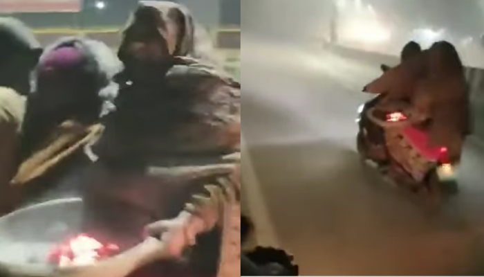 Viral Video: ಬೈಕ್ ಮೇಲೆ ಮೈ ಕೊರೆಯೋ ಚಳಿಯಿಂದ ಪಾರಾಗಲು ಮಹಿಳೆ ಮಾಡಿದ ಈ ಉಪಾಯ...! ವಿಡಿಯೋ ನೋಡಿ
