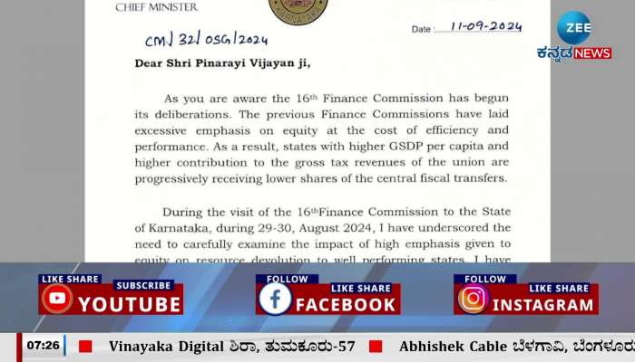 Siddaramaiah letter on Central government unfair tax distribution