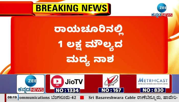 Liquor worth one lakh destroyed in Raichur