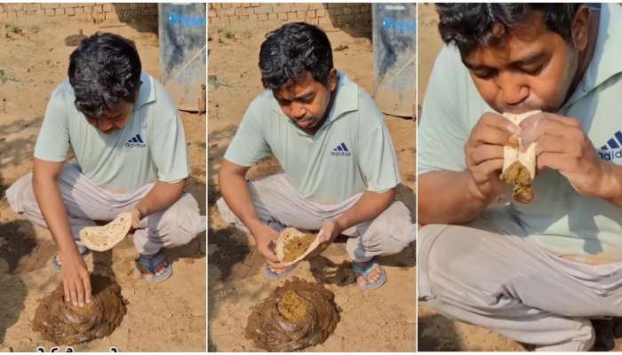 ರೊಟ್ಟಿ ಜೊತೆ ದನದ ಸಗಣಿ ಹಚ್ಚಿಕೊಂಡು ಚಪ್ಪರಿಸಿ ತಿಂದ ಯುವಕ..! ನೋಡಿದ್ರೆ ವಾಂತಿ ಬರುತ್ತೆ... ವಿಡಿಯೋ ವೈರಲ್‌.